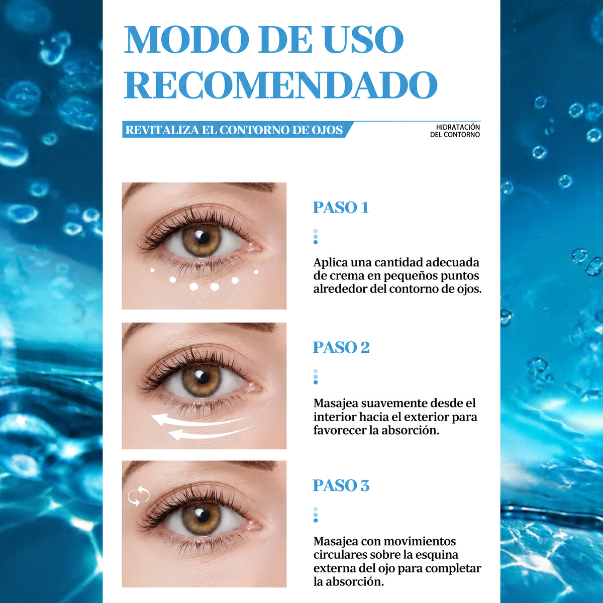 Crema contorno de ojos con cafeína y aplicador metálico